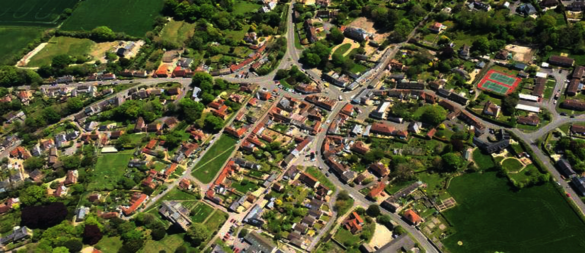 Ariel view of the village of Aldbourne in Wiltshire